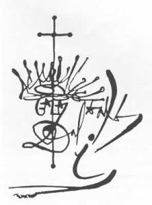 La firma de Salvador Dalí se inspira en una imagen científica: la fotografía estroboscópica de la caída de una gota de leche tomada por Harold Edgerton.
